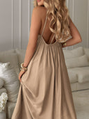 Chic Women's Maxi Dress with Deep V-Neck Design