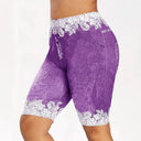 Chic Denim Bermuda Shorts with Lace Accents