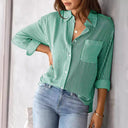 Stylish Vertical Striped Women's Blouse
