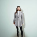 Chic Knitted Blazer with Lapel Collar and Ribbed Texture