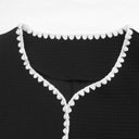 Chic Short-Sleeved Blazer Jacket for Women with Contrasting Piping and Pockets