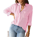 Striped Women's Blouse with Pocket - Stylish Comfort
