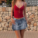 Denim Cargo Skirt with Ample Pockets for Women