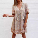 Bohemian Women's Dress with Tassels and Floral Prints