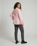 Chic Blazer with Striking Feather Sleeves