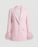 Chic Blazer with Striking Feather Sleeves