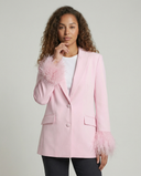 Chic Blazer with Striking Feather Sleeves