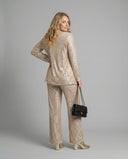 Shimmering Sequin Blazer and Wide Leg Trousers Set for Women