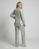 Shimmering Sequin Blazer and Wide Leg Trousers Set for Women