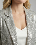 Shimmering Sequin Blazer and Wide Leg Trousers Set for Women