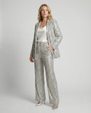 Shimmering Sequin Blazer and Wide Leg Trousers Set for Women