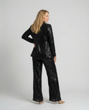 Shimmering Sequin Blazer and Wide Leg Trousers Set for Women