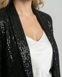 Shimmering Sequin Blazer and Wide Leg Trousers Set for Women