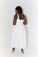 High Waist Midi Dress with Square Neck Design