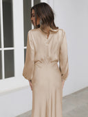 Chic Satin Evening Gown with Long Sleeves