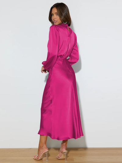 Chic Satin Evening Gown with Long Sleeves