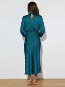 Chic Satin Evening Gown with Long Sleeves