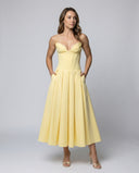 Chic Women's V-Neck Evening Dress with Flowy Skirt