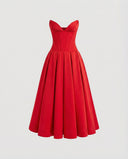 Chic Women's V-Neck Evening Dress with Flowy Skirt