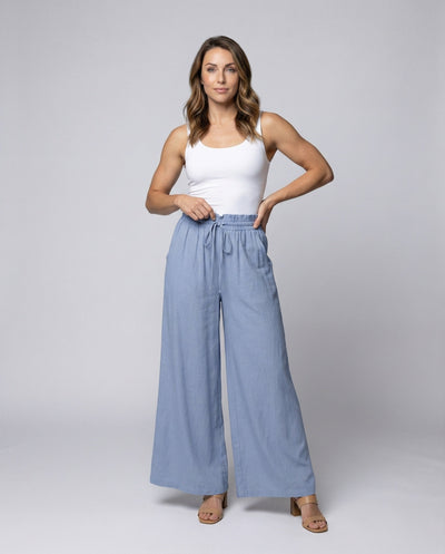 Chic Palazzo Pants for Women with Elastic Waist and Side Pockets