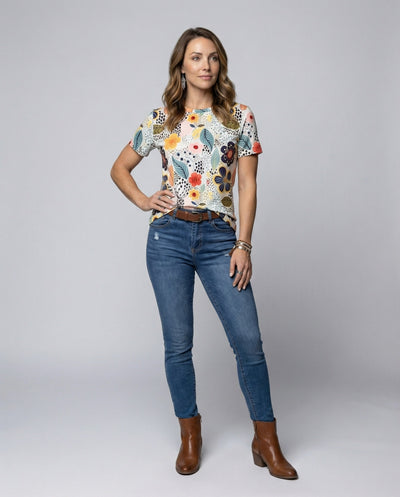 Floral Print Short Sleeve Women's Tee
