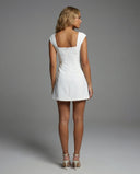 Chic Square Neckline Cocktail Dress with Flared Skirt