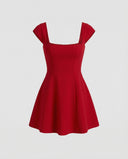 Chic Square Neckline Cocktail Dress with Flared Skirt