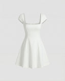 Chic Square Neckline Cocktail Dress with Flared Skirt
