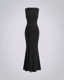 Chic Maxi Dress with High Slit and Draped Design