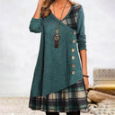 Chic Long-Sleeved Plaid Dress
