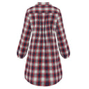 Chic Checked Shirt Dress with Belt and Button Accents