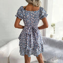 Floral Square Neck Puff Sleeve Dress