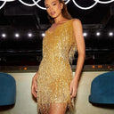 Kimberly | Chic Women’s Fringe Feather Cocktail Dress for Parties