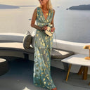 Sequin-Embellished V-Neck Flowing Dress