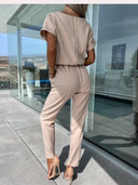 Chic Short Sleeve Belted Overall