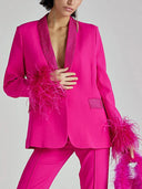 Chic Long Sleeve Diamond Patchwork Blazer