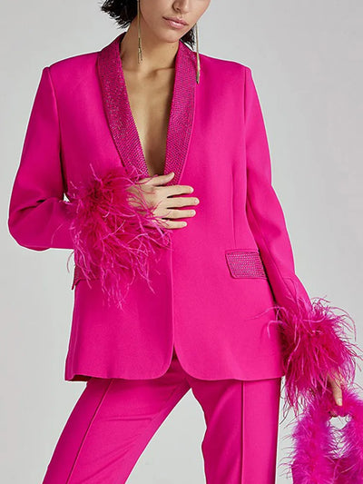 Chic Long Sleeve Diamond Patchwork Blazer