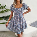 Floral Square Neck Puff Sleeve Dress