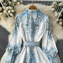 Floral A-Line Dress with Chic Belt