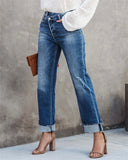 Chic High-Waisted Button Fly Jeans