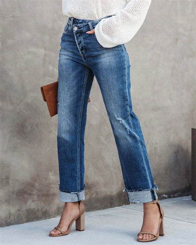 Chic High-Waisted Button Fly Jeans