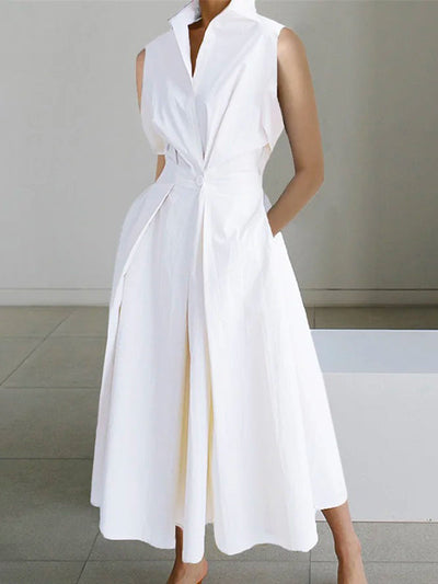 Chic Urban Cotton Dress with Classic Collar