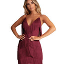 Fringe Mini Dress with Deep V-Neck for Parties & Clubs