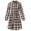 Chic Checked Shirt Dress with Belt and Button Accents