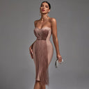 Fringe Detail Strapless Chic Dress