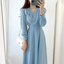 Chic A-Line Dress with Puff Sleeves