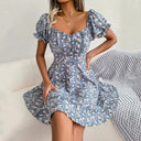 Floral Square Neck Puff Sleeve Dress