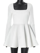 Chic White Mini Dress with Square Neckline