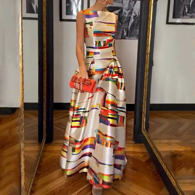 Chic Women's Modern Print Maxi Dress