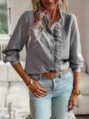 Women's Ruffle Stripe Blouse for Chic Style